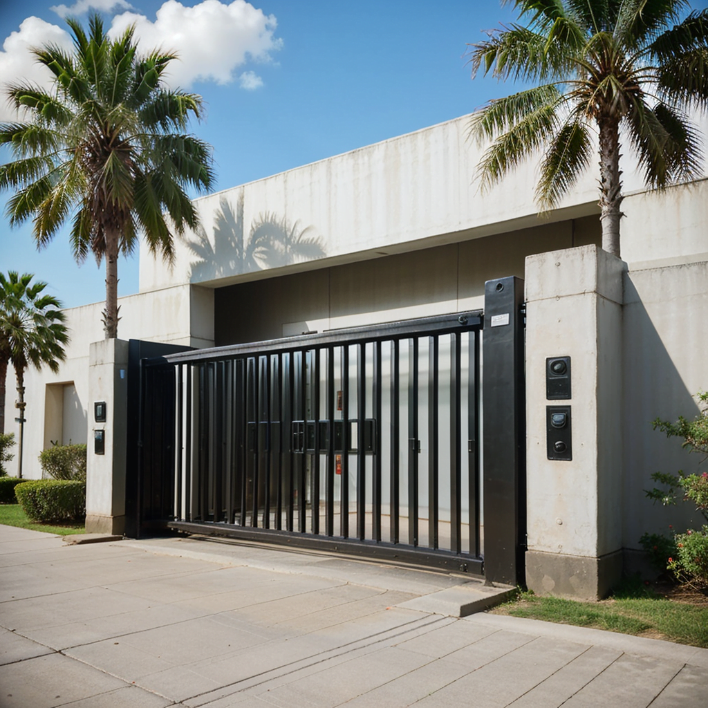 Commercial Sliding Gate In White Wall