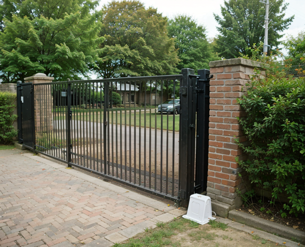Residential Sliding Gate At Brick Wall