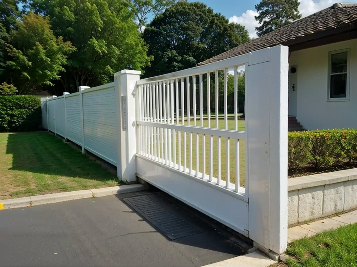 Residential Sliding Gates White Wall